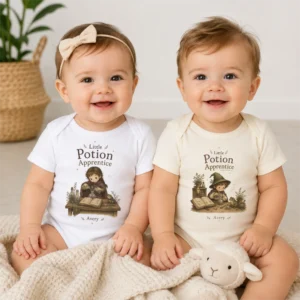 personalized potion apprentice baby bodysuit model mockup