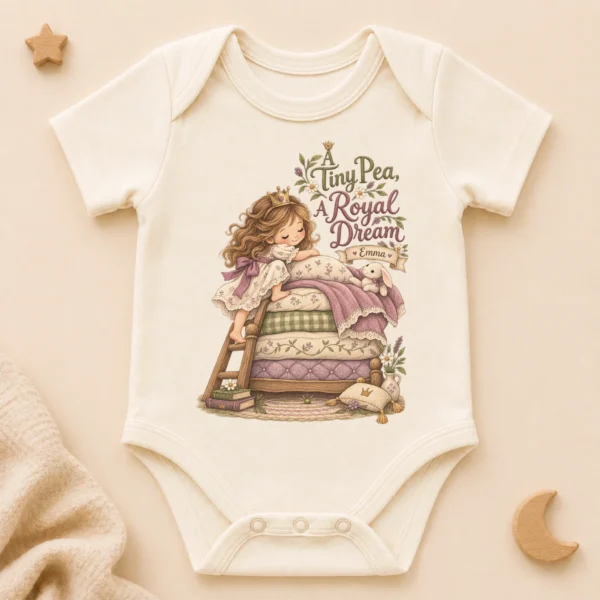 personalized princess pea baby bodysuit