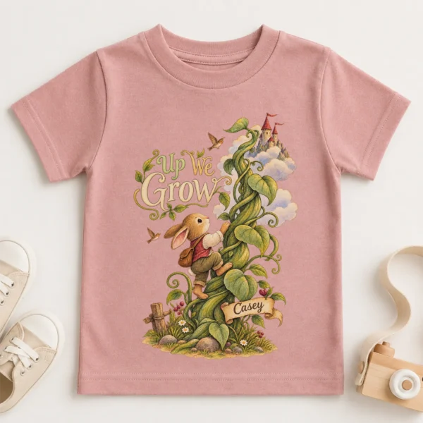 Personalized Rabbit Adventure or Shirt or Baby Bodysuit — toddler shirt mockup personalized rabbit baby bodysuit alternate angle