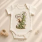 personalized rabbit baby bodysuit styled product photo
