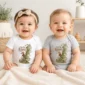 personalized rabbit baby bodysuit model mockup