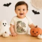 personalized slow and steady baby bodysuit close-up detail