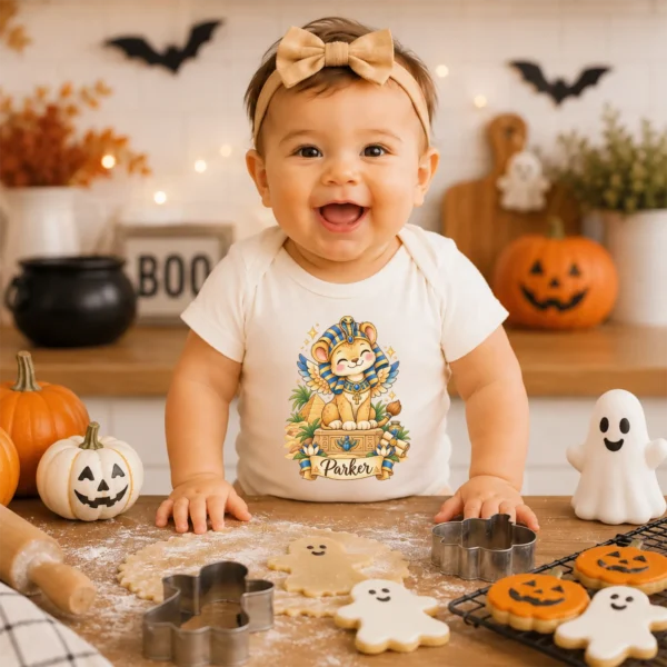 Personalized Sphinx Baby Bodysuit, Ancient Egypt Toddler Shirt — baby bodysuit mockup personalized sphinx baby bodysuit product detail