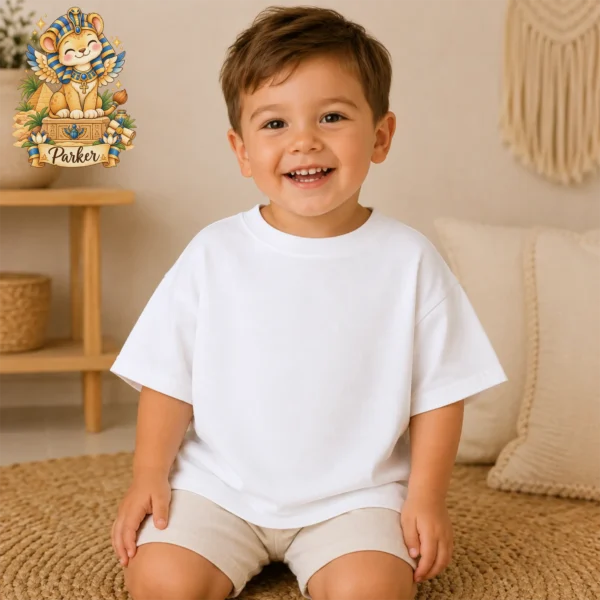 Personalized Sphinx Baby Bodysuit, Ancient Egypt Toddler Shirt — toddler shirt mockup personalized sphinx baby bodysuit alternate angle