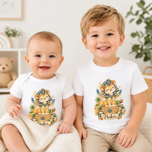 Personalized Sphinx Baby Bodysuit, Ancient Egypt Toddler Shirt — baby bodysuit mockup personalized sphinx baby bodysuit product photo