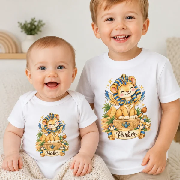 Personalized Sphinx Baby Bodysuit, Ancient Egypt Toddler Shirt — baby bodysuit mockup personalized sphinx baby bodysuit product photo