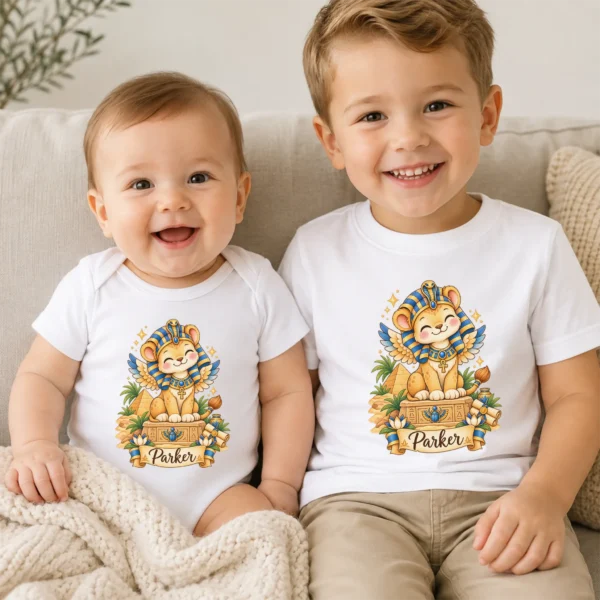 Personalized Sphinx Baby Bodysuit, Ancient Egypt Toddler Shirt — baby bodysuit mockup personalized sphinx baby bodysuit product photo