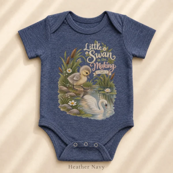 Personalized Swan Baby Bodysuit or Toddler Shirt — alternate product mockup personalized swan baby bodysuit product photo
