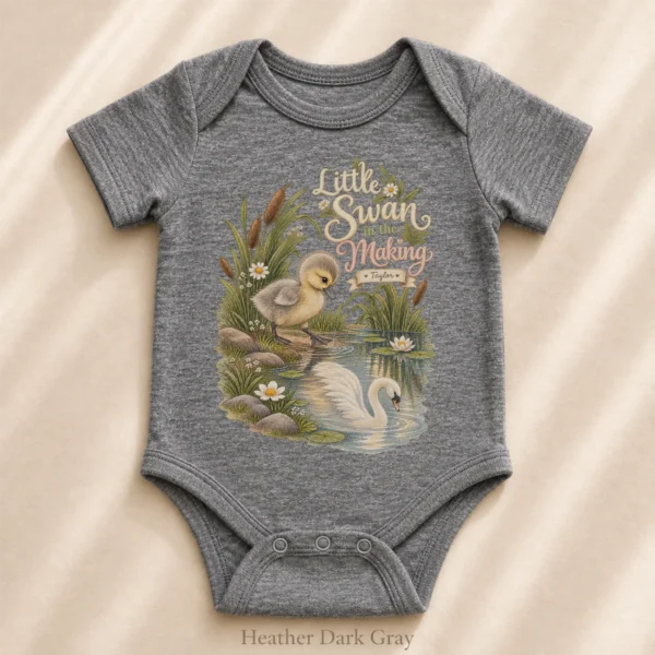Personalized Swan Baby Bodysuit or Toddler Shirt — alternate product mockup personalized swan baby bodysuit product detail