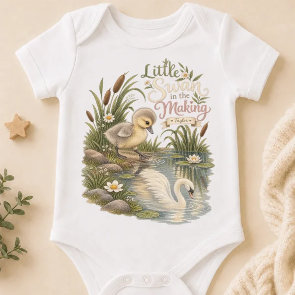 personalized swan baby bodysuit baby bodysuit mockup