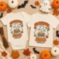 personalized Thanksgiving ghost shirt baby bodysuit flat lay view