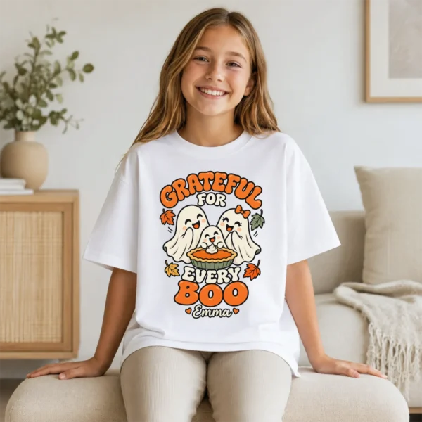 Personalized Thanksgiving Ghost Shirt, Baby Bodysuit & Kids Tee — toddler shirt mockup personalized Thanksgiving ghost shirt baby bodysuit product photo