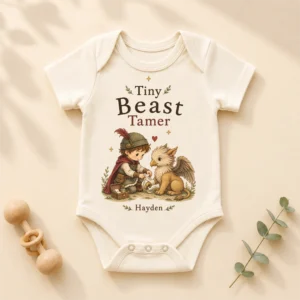 personalized tiny beast tamer baby bodysuit