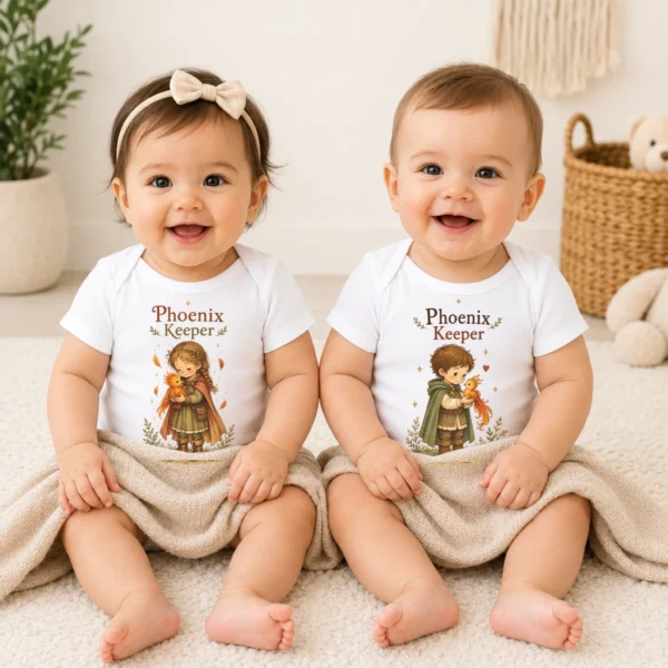 Phoenix Keeper Baby Bodysuit or Toddler Shirt, Storybook Fantasy — baby bodysuit mockup phoenix keeper baby bodysuit model mockup