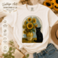 black cat sunflower shirt t-shirt