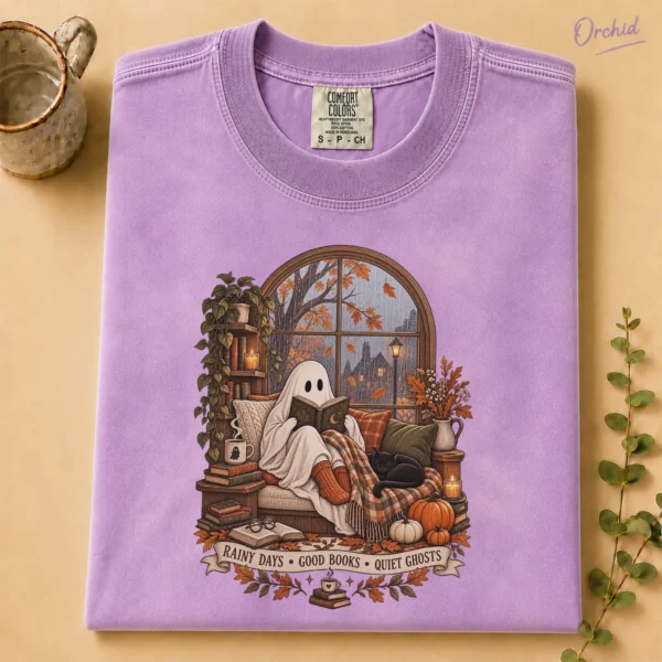 Halloween Rainy Days • Good Books • Quiet Ghosts Shirt — alternate product mockup rainy days • good books • quiet ghosts shirt t-shirt product photo