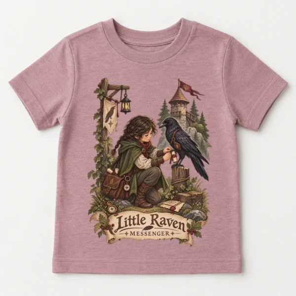 Raven Messenger or Little Raven Messenger Shirt or Baby Bodysuit — toddler shirt mockup raven messenger baby bodysuit product photo