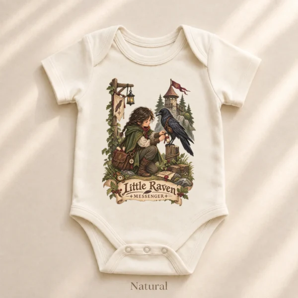 Raven Messenger or Little Raven Messenger Shirt or Baby Bodysuit — alternate product mockup raven messenger baby bodysuit mockup view