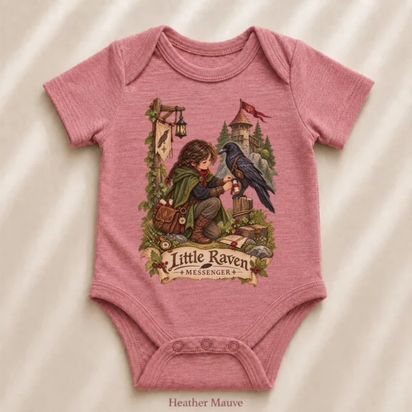 Raven Messenger or Little Raven Messenger Shirt or Baby Bodysuit — alternate product mockup raven messenger baby bodysuit product photo
