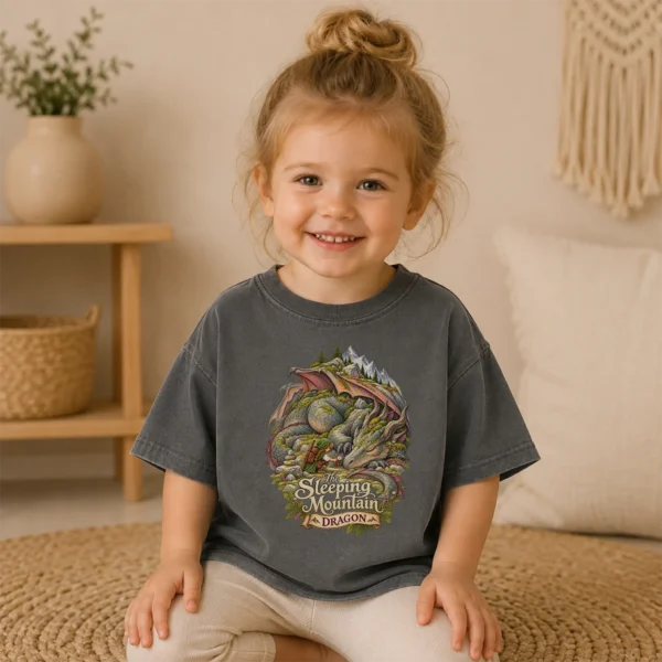 Sleeping Dragon Baby Bodysuit or Toddler Shirt — toddler shirt mockup sleeping dragon baby bodysuit product photo