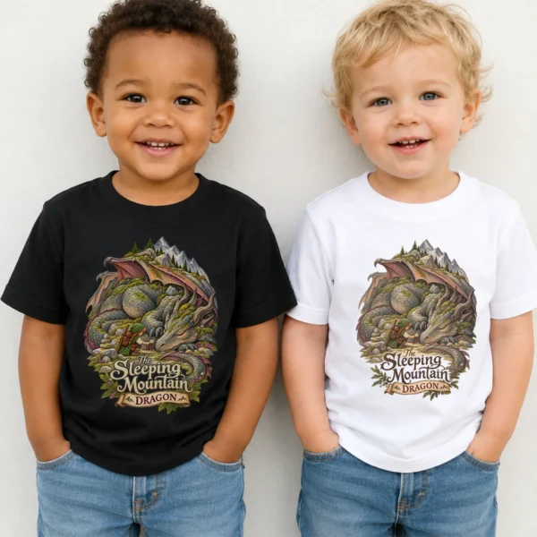 Sleeping Dragon Baby Bodysuit or Toddler Shirt — toddler shirt mockup sleeping dragon baby bodysuit product photo
