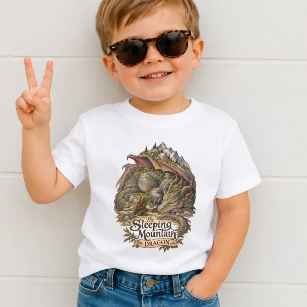 Sleeping Dragon Baby Bodysuit or Toddler Shirt — toddler shirt mockup sleeping dragon baby bodysuit product photo
