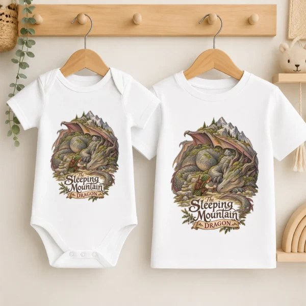 Sleeping Dragon Baby Bodysuit or Toddler Shirt — baby bodysuit mockup sleeping dragon baby bodysuit product photo