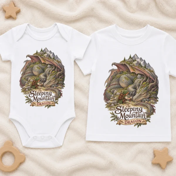 Sleeping Dragon Baby Bodysuit or Toddler Shirt — baby bodysuit mockup sleeping dragon baby bodysuit product photo