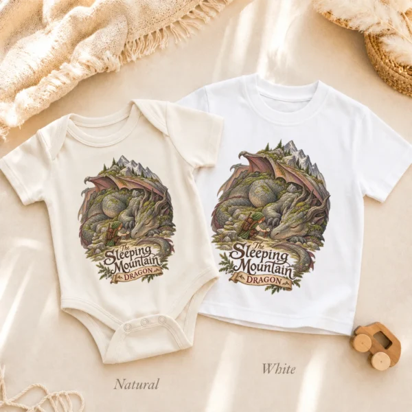 Sleeping Dragon Baby Bodysuit or Toddler Shirt — alternate product mockup sleeping dragon baby bodysuit product photo