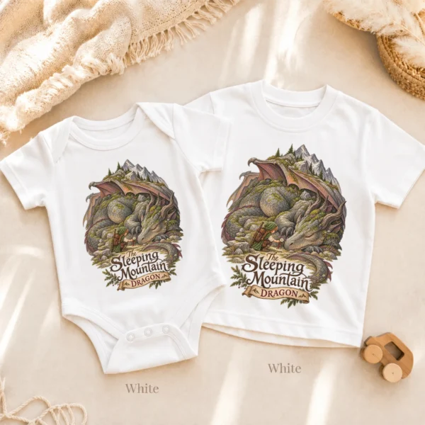 Sleeping Dragon Baby Bodysuit or Toddler Shirt — alternate product mockup sleeping dragon baby bodysuit alternate angle