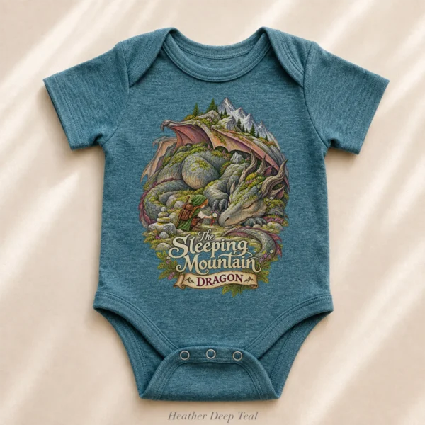 Sleeping Dragon Baby Bodysuit or Toddler Shirt — alternate product mockup sleeping dragon baby bodysuit close-up detail