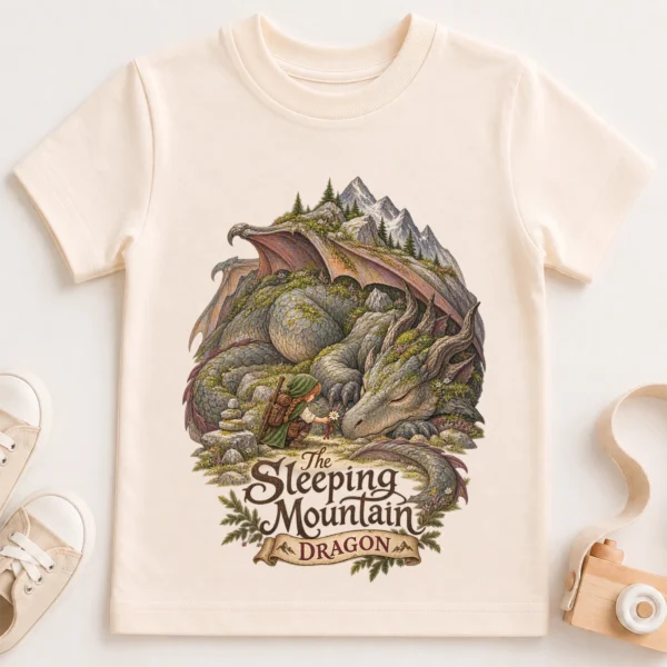 Sleeping Dragon Baby Bodysuit or Toddler Shirt — toddler shirt mockup sleeping dragon baby bodysuit close-up detail