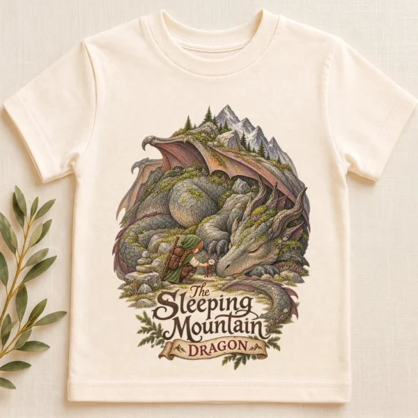 Sleeping Dragon Baby Bodysuit or Toddler Shirt — toddler shirt mockup sleeping dragon baby bodysuit close-up detail