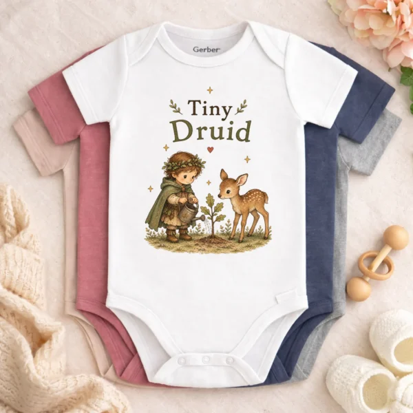 Tiny Druid Baby Bodysuit or Toddler Shirt — baby bodysuit mockup tiny druid baby bodysuit color options