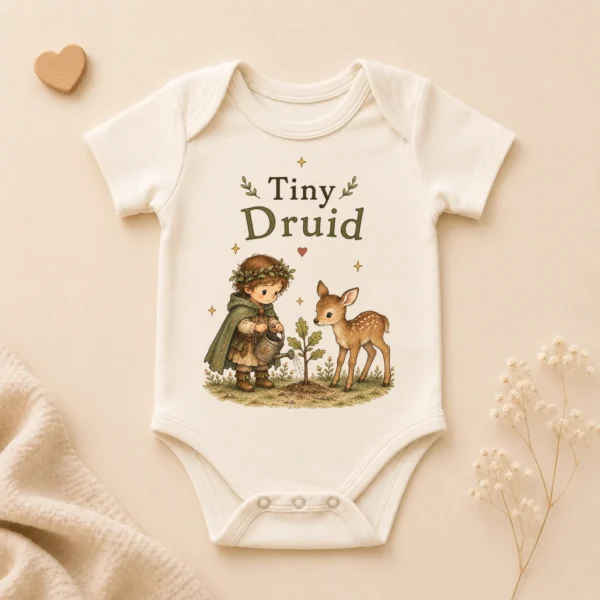 Tiny Druid Baby Bodysuit or Toddler Shirt — alternate product mockup tiny druid baby bodysuit product photo