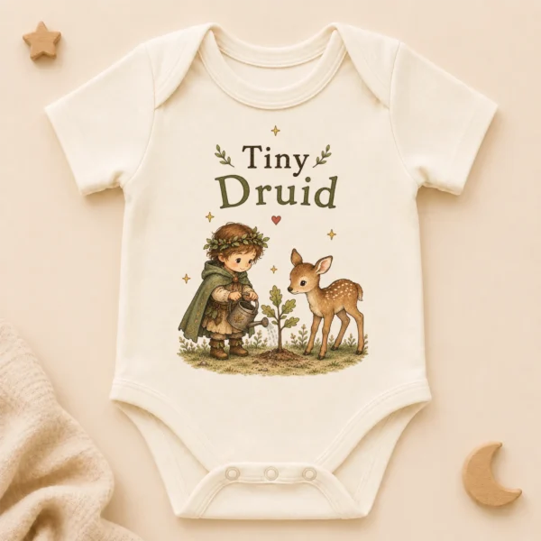 Tiny Druid Baby Bodysuit or Toddler Shirt — alternate product mockup tiny druid baby bodysuit product photo