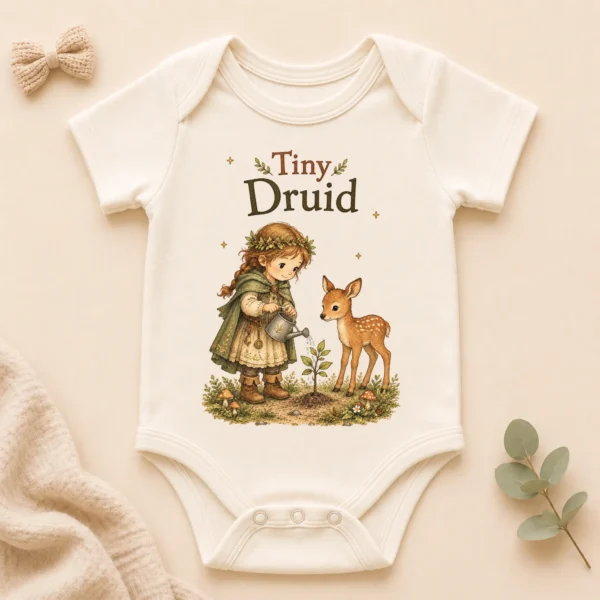 Tiny Druid Baby Bodysuit or Toddler Shirt — alternate product mockup tiny druid baby bodysuit product photo