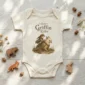 tiny griffin rider baby bodysuit close-up detail