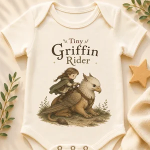 tiny griffin rider baby bodysuit baby bodysuit mockup