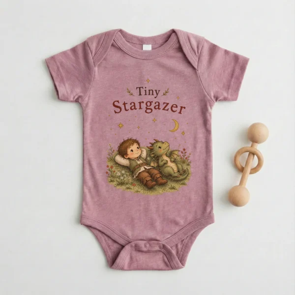 Tiny Stargazer Baby Bodysuit or Toddler Shirt, Celestial Storybook — baby bodysuit mockup tiny stargazer baby bodysuit lifestyle scene