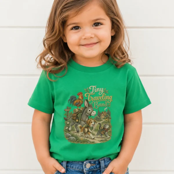 Tiny Traveling Band Baby Bodysuit or Toddler Shirt — toddler shirt mockup tiny traveling band baby bodysuit styled product photo