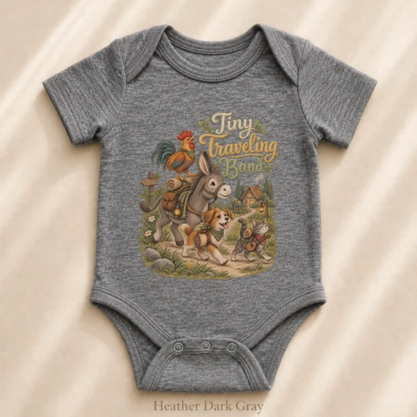 Tiny Traveling Band Baby Bodysuit or Toddler Shirt — alternate product mockup tiny traveling band baby bodysuit product photo