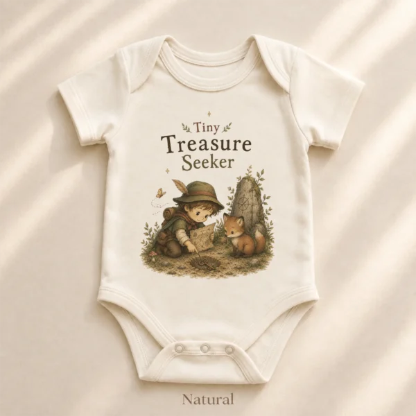Tiny Treasure Seeker Baby Bodysuit, Boy or Girl — alternate product mockup tiny treasure seeker baby bodysuit product photo