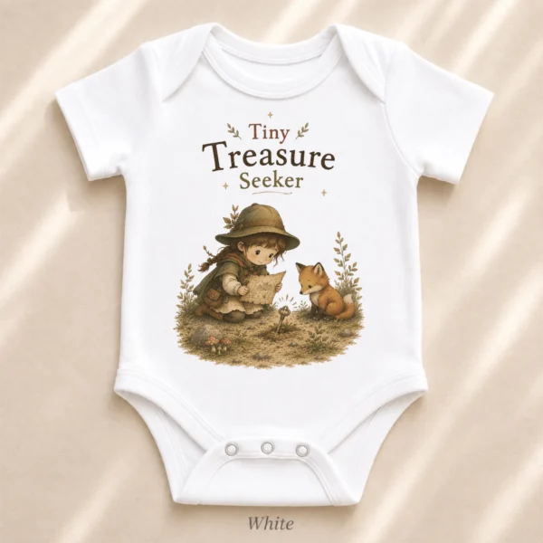 Tiny Treasure Seeker Baby Bodysuit, Boy or Girl — alternate product mockup tiny treasure seeker baby bodysuit product photo