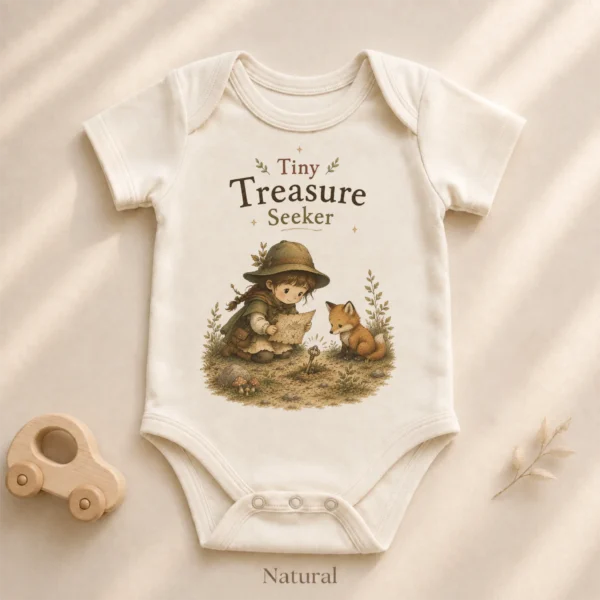 Tiny Treasure Seeker Baby Bodysuit, Boy or Girl — alternate product mockup tiny treasure seeker baby bodysuit product photo