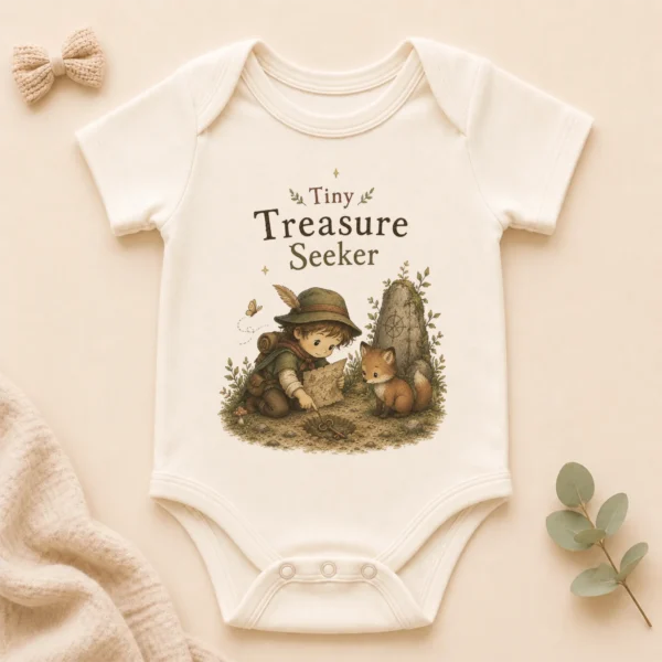 Tiny Treasure Seeker Baby Bodysuit, Boy or Girl — alternate product mockup tiny treasure seeker baby bodysuit product photo