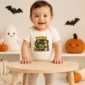 halloween truck baby bodysuit close-up detail