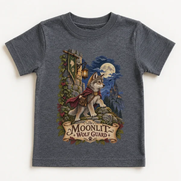 Wolf Baby Bodysuit or Toddler Shirt, the Moonlit Wolf Guard — toddler shirt mockup wolf baby bodysuit product photo