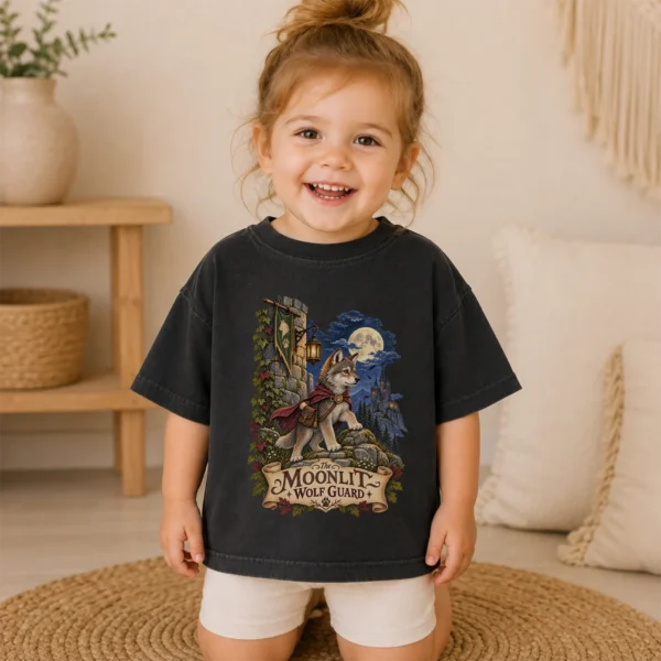 Wolf Baby Bodysuit or Toddler Shirt, the Moonlit Wolf Guard — toddler shirt mockup wolf baby bodysuit product photo