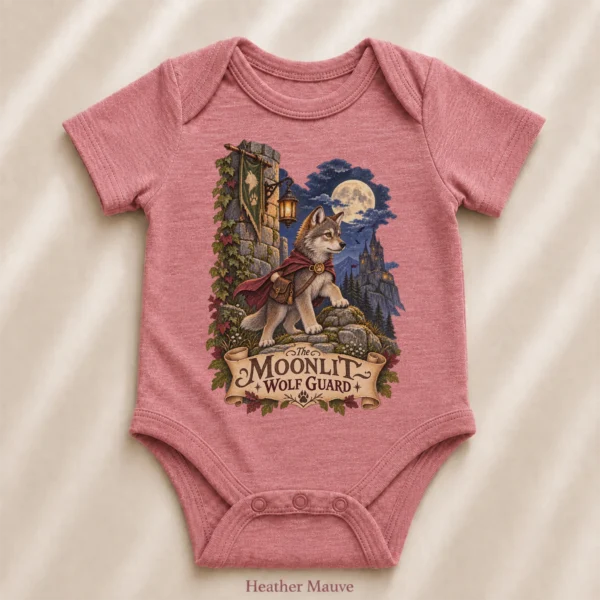 Wolf Baby Bodysuit or Toddler Shirt, the Moonlit Wolf Guard — alternate product mockup wolf baby bodysuit product photo